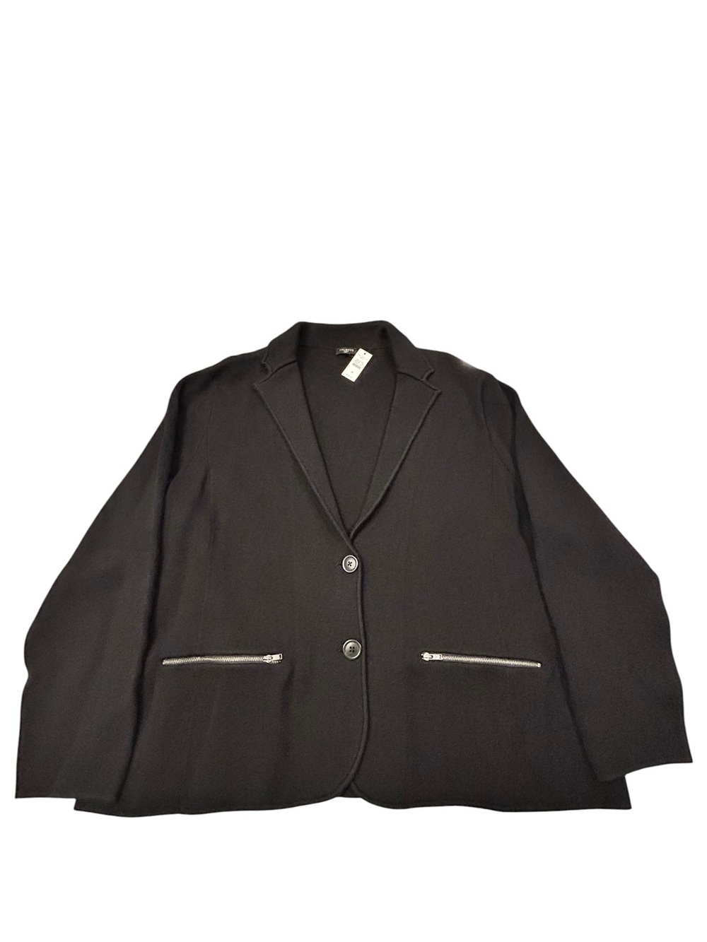 NWT Talbots Women's Two-Button Sweater Blazer Zip Pockets Black 3X Cotton Blend
